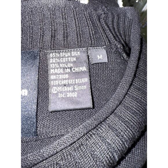 Michael Simon Vintage Cat Beaded Spun Silk Blend Sweater - Size medium -OG - Picture 8 of 12